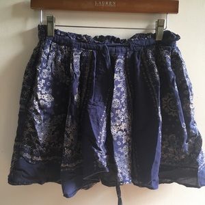 Blue drawstring skirt / beach coverup